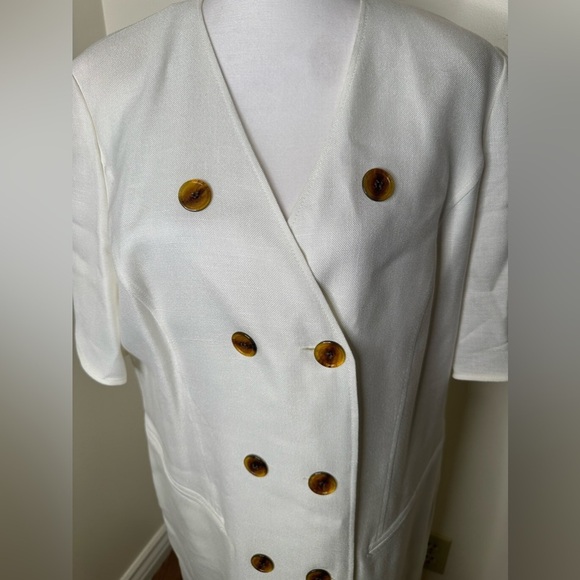 Vintage "Fink Modell" 80's, statement shoulder, Button Dress, pockets Size 44 - Picture 2 of 6